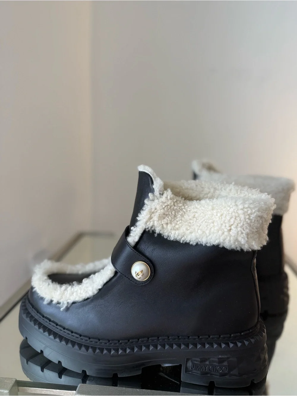 New Jimmy Choo Shea shearling-lined leather ankle boots $1,450 41
